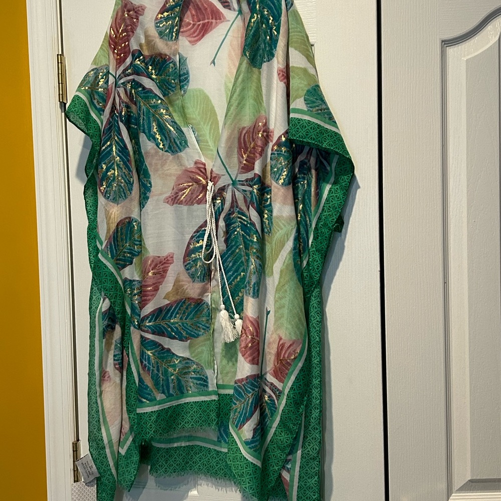 Floral and Gold Print Cover Up O/S
